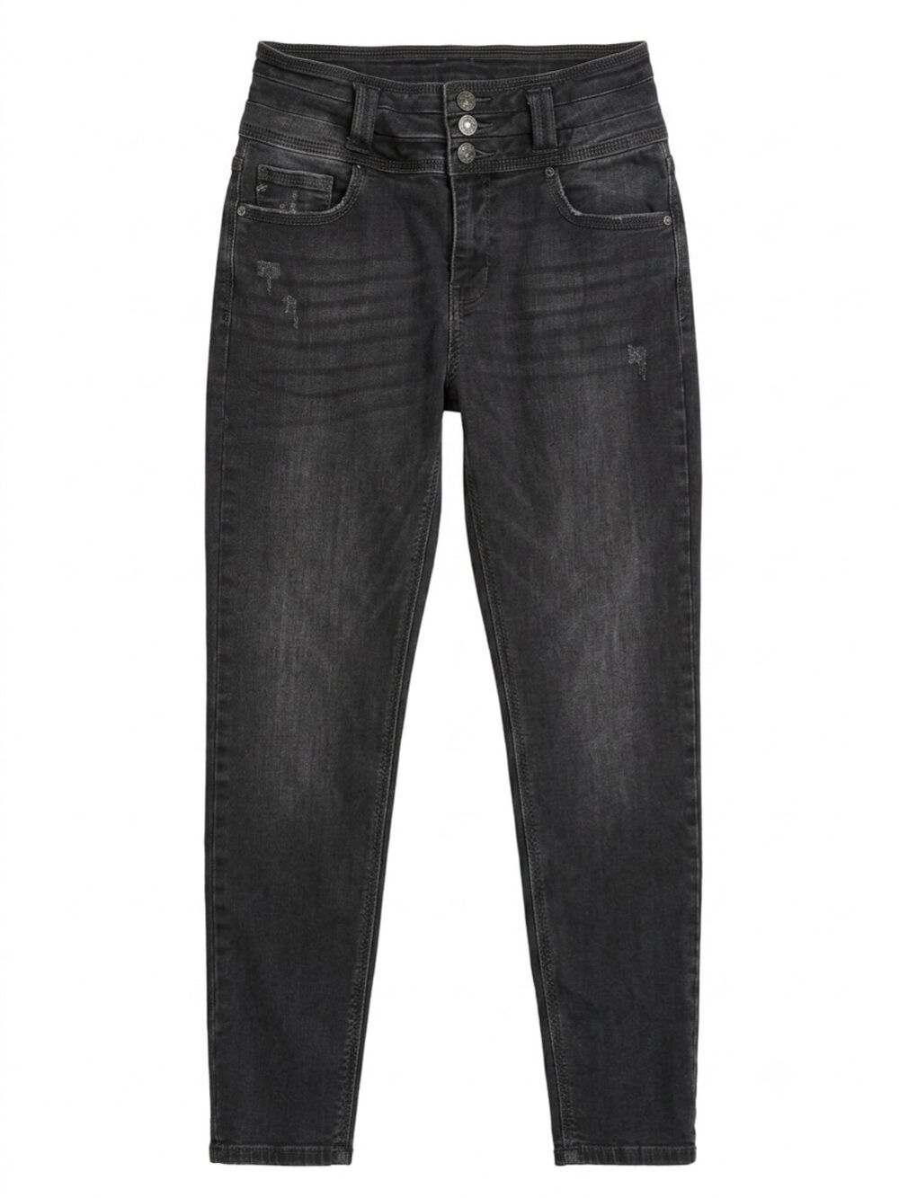 KanCan High Rise Skinny Jeans Black Exposed Button Fly Distressed Denim 9 / 28